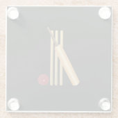 Cricket - Wicket, Bat en Bal Glazen Onderzetter (Achterkant)