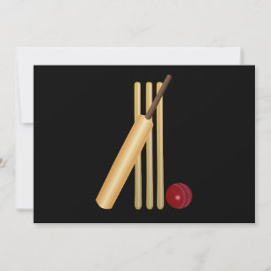 Cricket, wicket, bat en bal kaart
