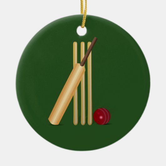 Cricket - Wicket, bat en bal Keramisch Ornament (Voorkant)