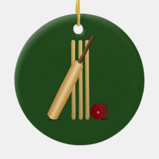 Cricket - Wicket, bat en bal Keramisch Ornament (Achterkant)