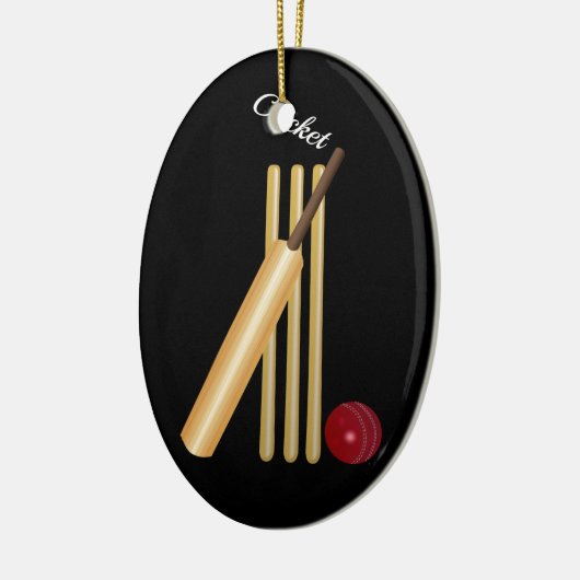 Cricket - Wicket, Bat en Bal Keramisch Ornament (Links)