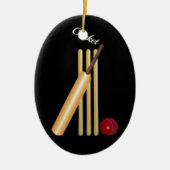 Cricket - Wicket, Bat en Bal Keramisch Ornament (Voorkant)