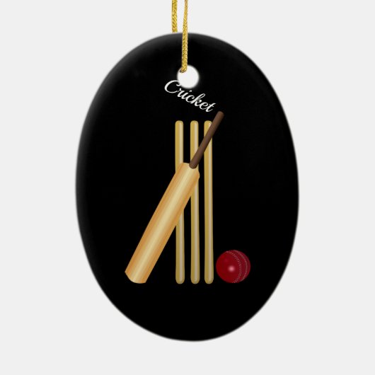 Cricket - Wicket, Bat en Bal Keramisch Ornament (Achterkant)
