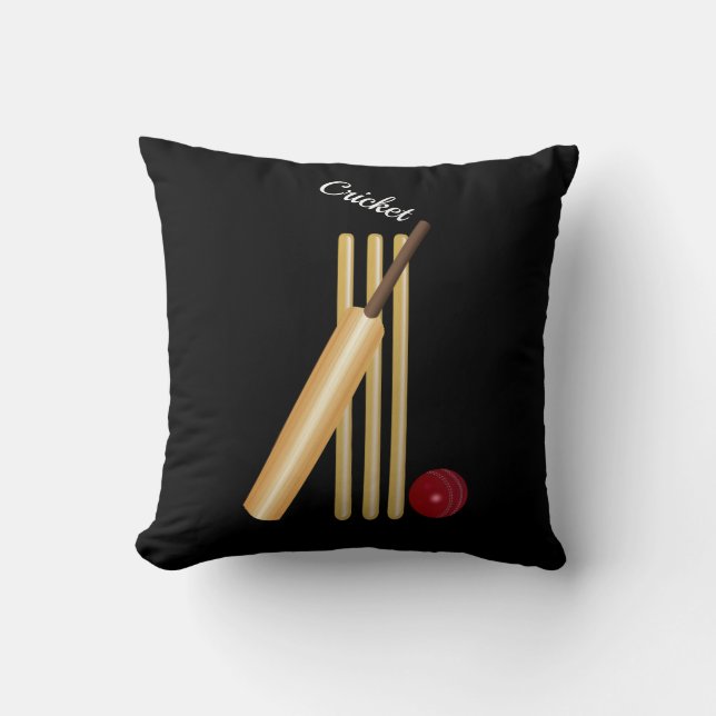 Cricket - Wicket, Bat en Bal Kussen (Voorkant)