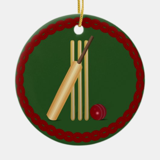 Cricket - Wicket, bat en bal, populair ontwerp, Keramisch Ornament (Voorkant)