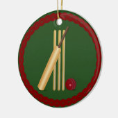 Cricket - Wicket, bat en bal, populair ontwerp, Keramisch Ornament (Links)