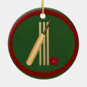 Cricket - Wicket, bat en bal, populair ontwerp, Keramisch Ornament (Achterkant)