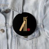 Cricket - Wicket, Bat en Bal Ronde Button 4,0 Cm (In situ)