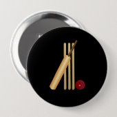 Cricket - Wicket, Bat en Bal Ronde Button 4,0 Cm (Voorkant /achterkant)