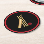 Cricket, wicket, bat en bal ronde kartonnen onderzetter (Gebogen)
