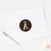 Cricket, wicket, bat en bal ronde sticker (Envelop)