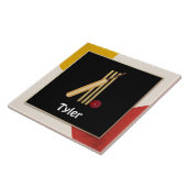 Cricket - Wicket, bat en bal - sjabloon  Tegeltje (Zijkant)