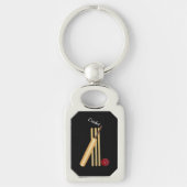 Cricket - Wicket, Bat en Bal Sleutelhanger (Voorkant)
