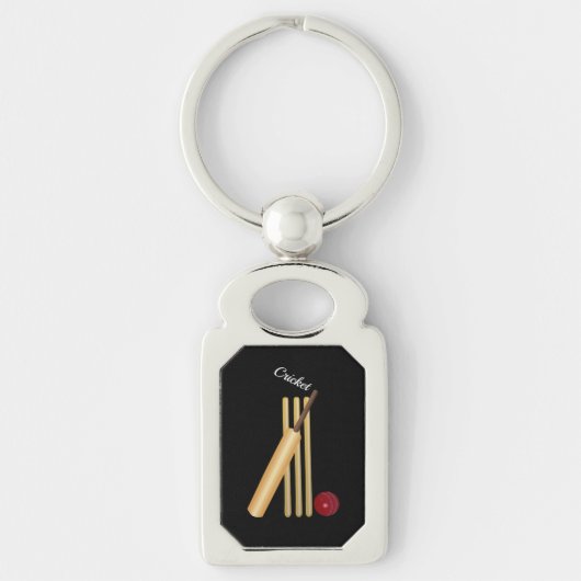 Cricket - Wicket, Bat en Bal Sleutelhanger (Voorkant)
