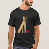 Cricket - Wicket, Bat en Bal T-shirt (Voorkant)