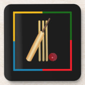 Cricket, wicket, bat en ball, bier onderzetter (Voorkant)