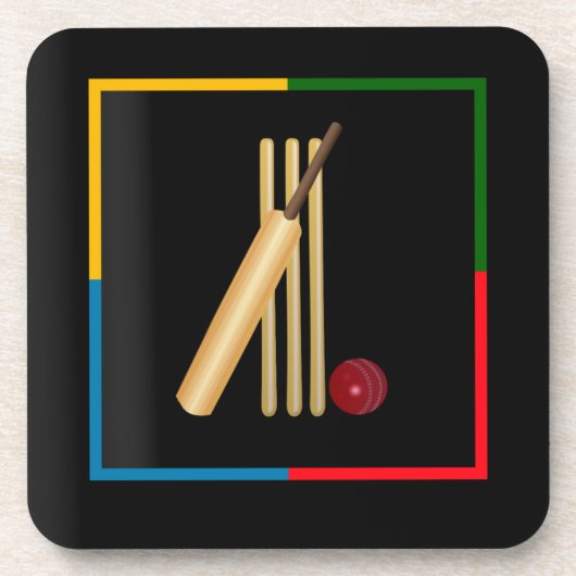 Cricket, wicket, bat en ball, bier onderzetter (Voorkant)