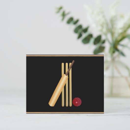 Cricket, wicket, bat en ball briefkaart (Staand voorkant)