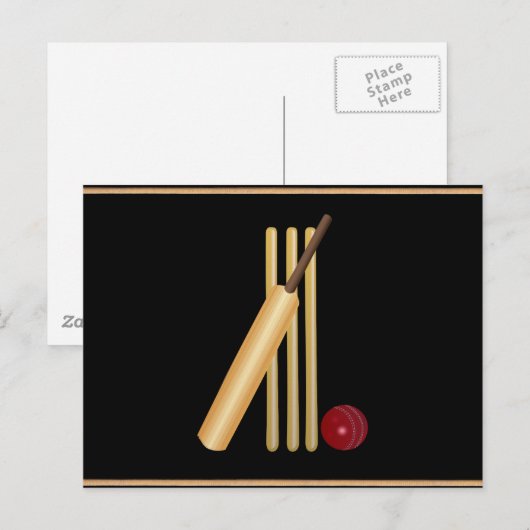 Cricket, wicket, bat en ball briefkaart (Voorkant / Achterkant)
