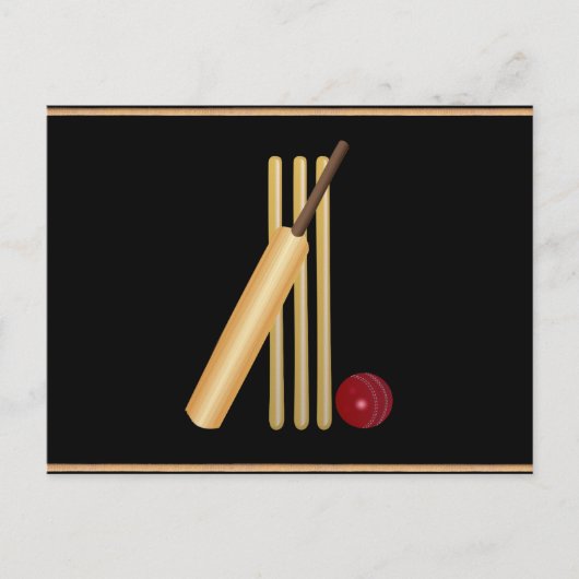 Cricket, wicket, bat en ball briefkaart (Voorkant)