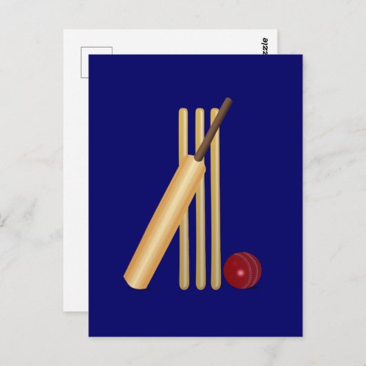 Cricket, wicket, bat en ball briefkaart (Voorkant / Achterkant)