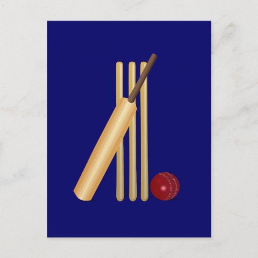 Cricket, wicket, bat en ball briefkaart (Voorkant)
