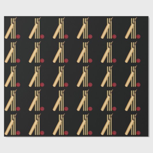 Cricket, wicket, bat en ball cadeaupapier (Vlak)