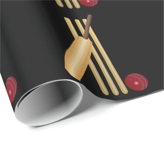 Cricket, wicket, bat en ball cadeaupapier (Rol Hoek)