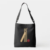 Cricket - Wicket, Bat en Ball Crossbody Tas (Achterkant)