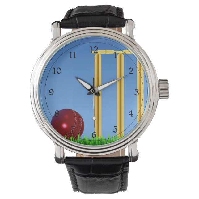 Cricket, wicket, bat en ball horloge (Voorkant)