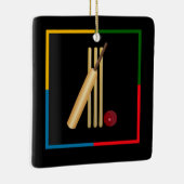 Cricket, wicket, bat en ball, keramisch ornament (Rechts)