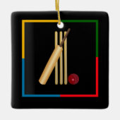 Cricket, wicket, bat en ball, keramisch ornament (Voorkant)