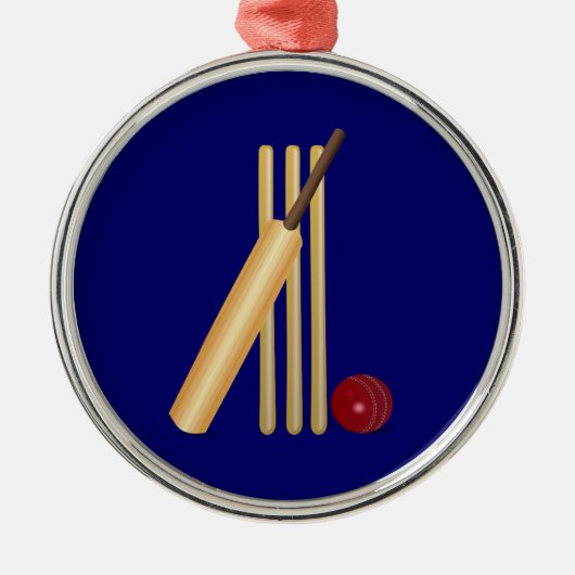 Cricket, wicket, bat en ball metalen ornament (Voorkant)