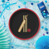 Cricket, wicket, bat en ball papieren bordje (Feest)