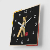 Cricket - wicket, bat en ball, populair design, vierkante klok (Hoek)