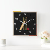 Cricket - wicket, bat en ball, populair design, vierkante klok (Huis)
