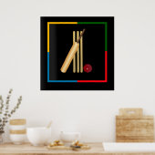 Cricket, wicket, bat en ball, poster (Keuken)