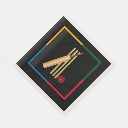 Cricket, wicket, bat en ball, servet (Hoek)