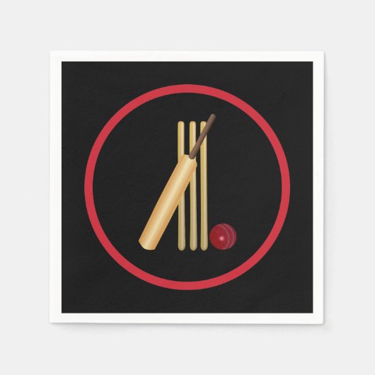 Cricket, wicket, bat en ball servet (Voorkant)