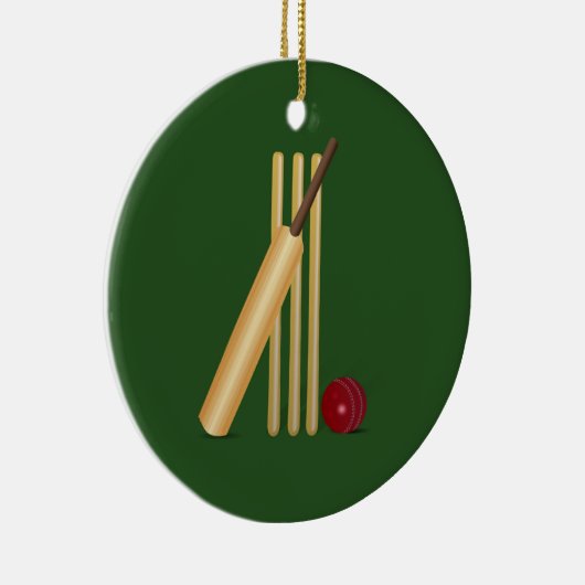Cricket - Wicket, bat en ball sjabloon Keramisch Ornament (Rechts)