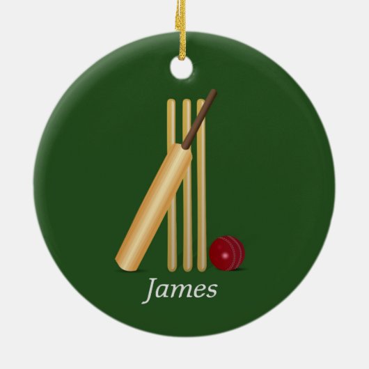 Cricket - Wicket, bat en ball sjabloon Keramisch Ornament (Achterkant)