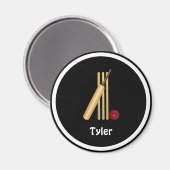 Cricket - Wicket, bat en ball, sjabloon Magneet (Voorkant / Achterkant)