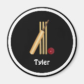 Cricket - Wicket, bat en ball, sjabloon Magneet (Voorkant)
