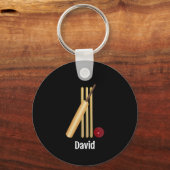 Cricket - Wicket, bat en ball sjabloon Sleutelhanger (Achterkant)