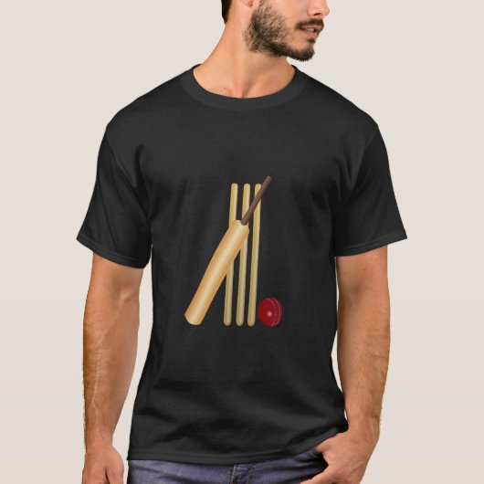 Cricket, Wicket, Bat en Ball T-shirt (Voorkant)