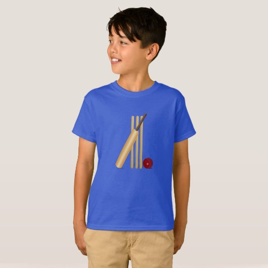 Cricket - Wicket, Bat en Ball T-shirt (Voorkant volledig)