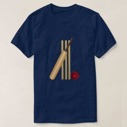 Cricket - Wicket, Bat en Ball T-shirt (Design voorkant)