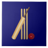 Cricket - wicket, bat en ball tegeltje (Voorkant)