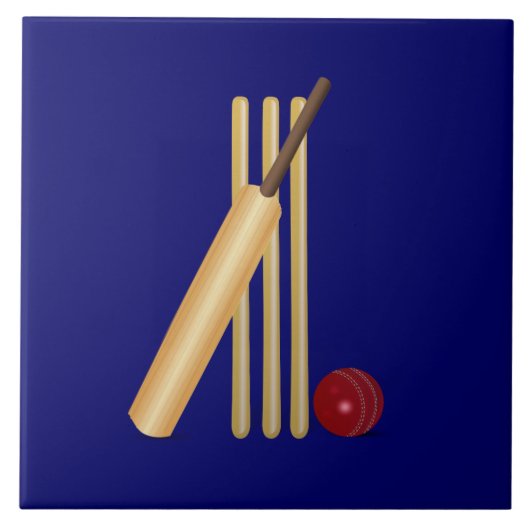 Cricket - wicket, bat en ball tegeltje (Voorkant)