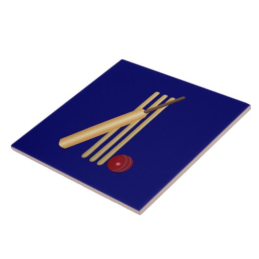 Cricket - wicket, bat en ball tegeltje (Zijkant)